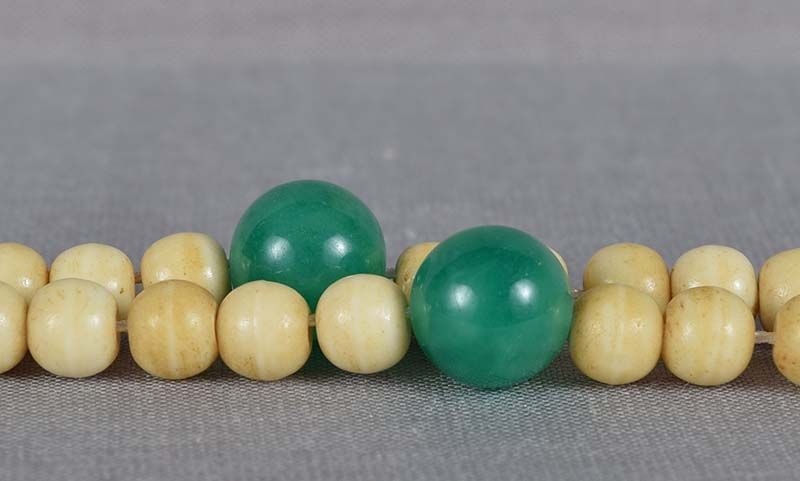 19c Chinese bone & jadeite BUDDHIST ROSARY mala - 2