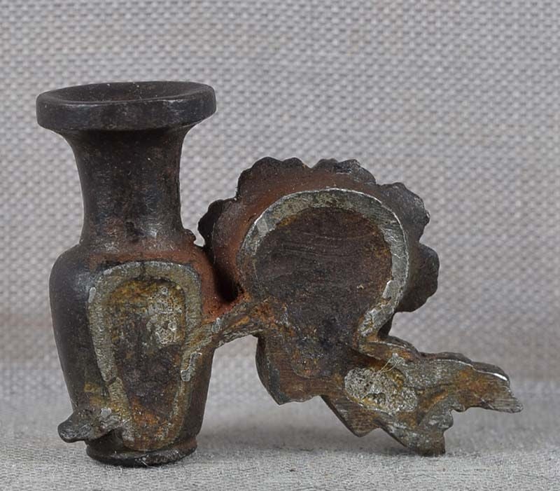 19c Japanese MAE-KANAGU pouch clasp VASE & PEONY - 5