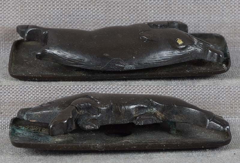 19c Japanese MAE-KANAGU pouch clasp RUNNING BOAR - 4