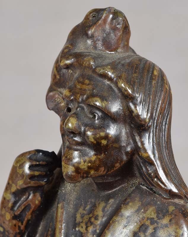 Late Meiji BIZEN okimono GAMA SENNIN with toad signed - 2