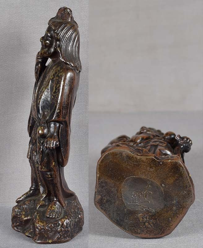 Late Meiji BIZEN okimono GAMA SENNIN with toad signed - 5