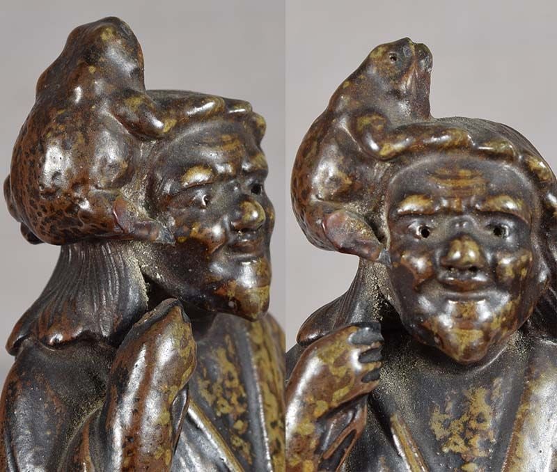 Late Meiji BIZEN okimono GAMA SENNIN with toad signed - 6