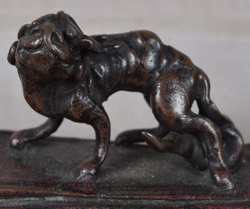19c Japanese bronze SCROLL WEIGHT / brush rest CHIMERA by TAKUSAI - 2
