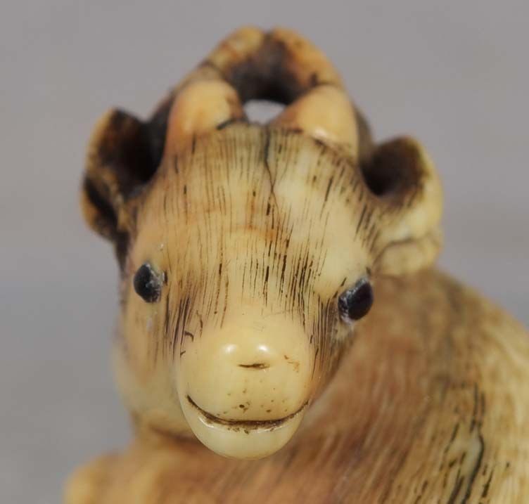 19c netsuke resting DEER by RANICHI - 4