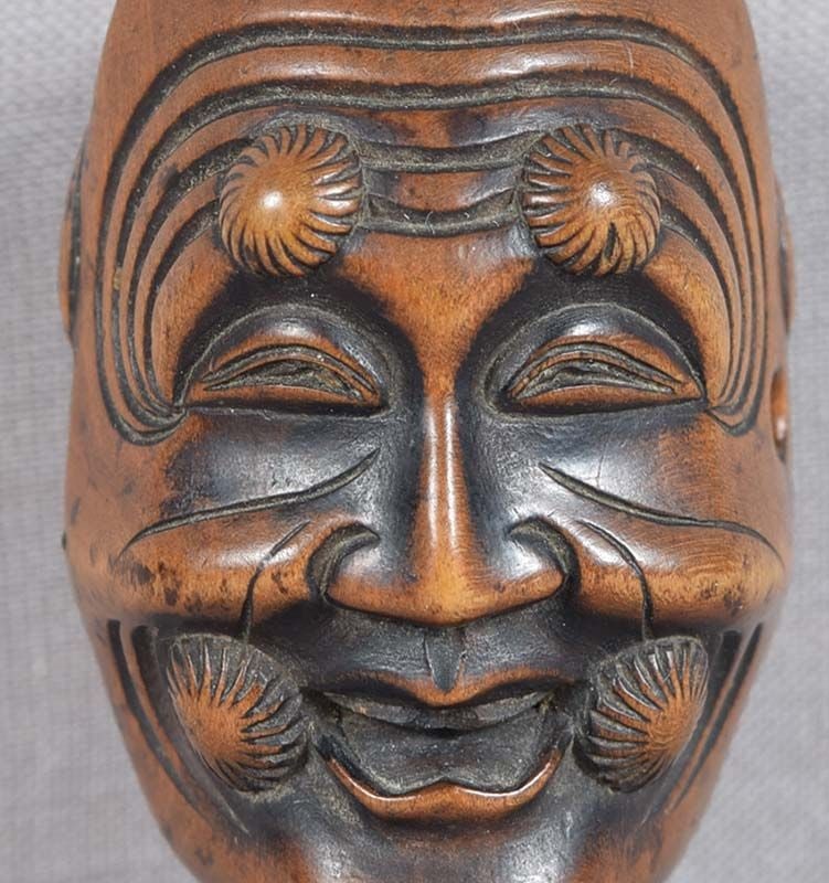 Early 19c netsuke OKINA & OKAME masks - 4