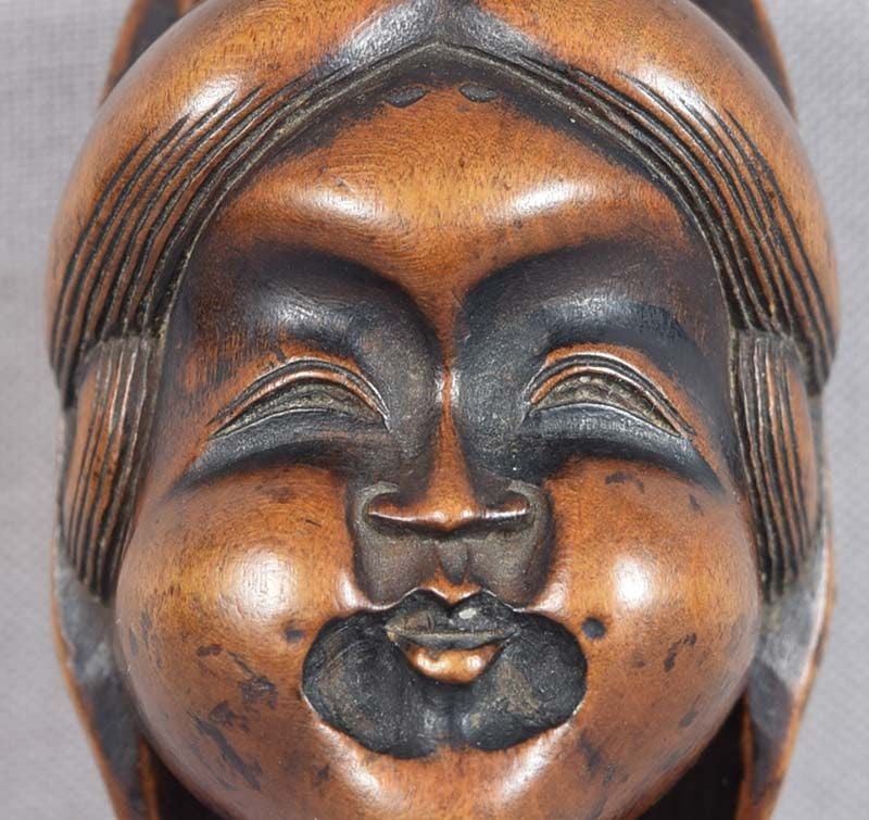 Early 19c netsuke OKINA & OKAME masks - 5
