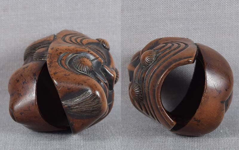 Early 19c netsuke OKINA & OKAME masks - 6