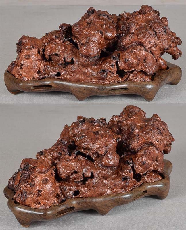 Vintage Chinese scholar INCENSE BURNER scholars rock brush rest - 3