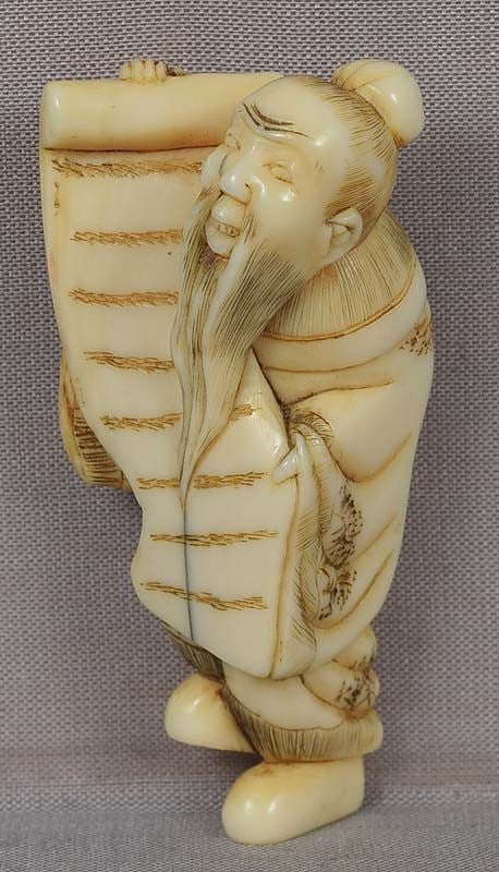 18c netsuke SENNIN with long scroll (1 of 6)