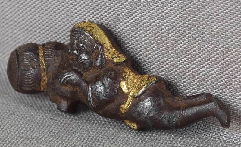 19c Japanese MAE-KANAGU pouch clasp DAIKOKU rice bale - 2