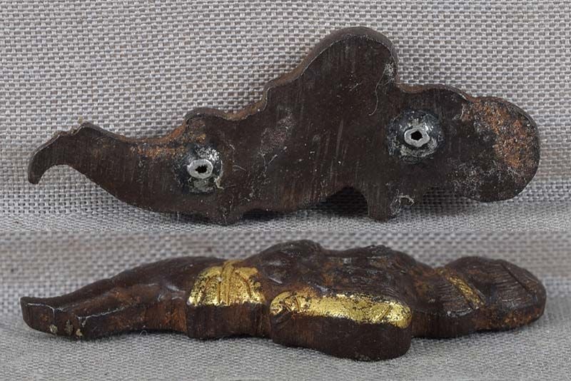 19c Japanese MAE-KANAGU pouch clasp DAIKOKU rice bale - 4