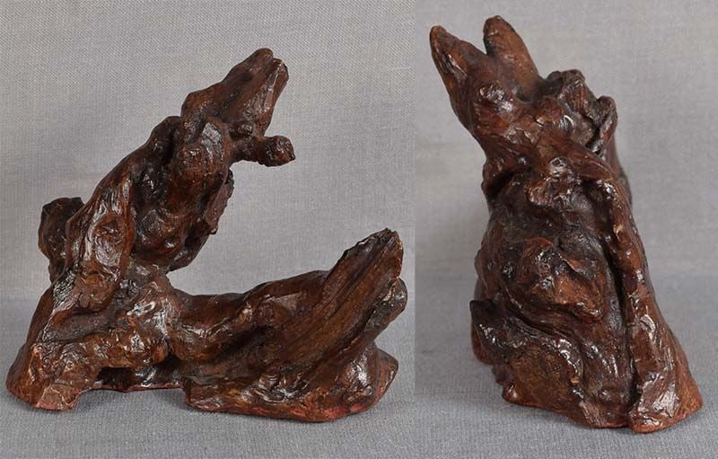 19c Chinese scholar rock BAMBOO ROOT BRUSH REST / SEAL - 3