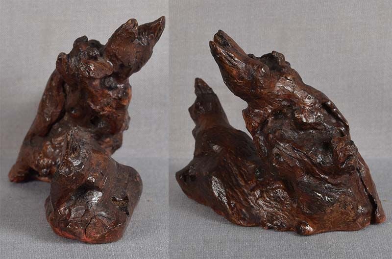 19c Chinese scholar rock BAMBOO ROOT BRUSH REST / SEAL - 4