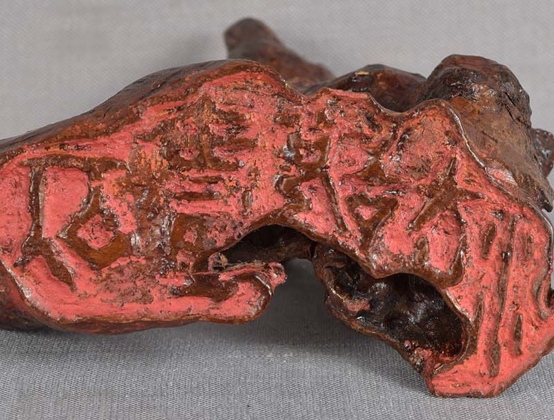 19c Chinese scholar rock BAMBOO ROOT BRUSH REST / SEAL - 5