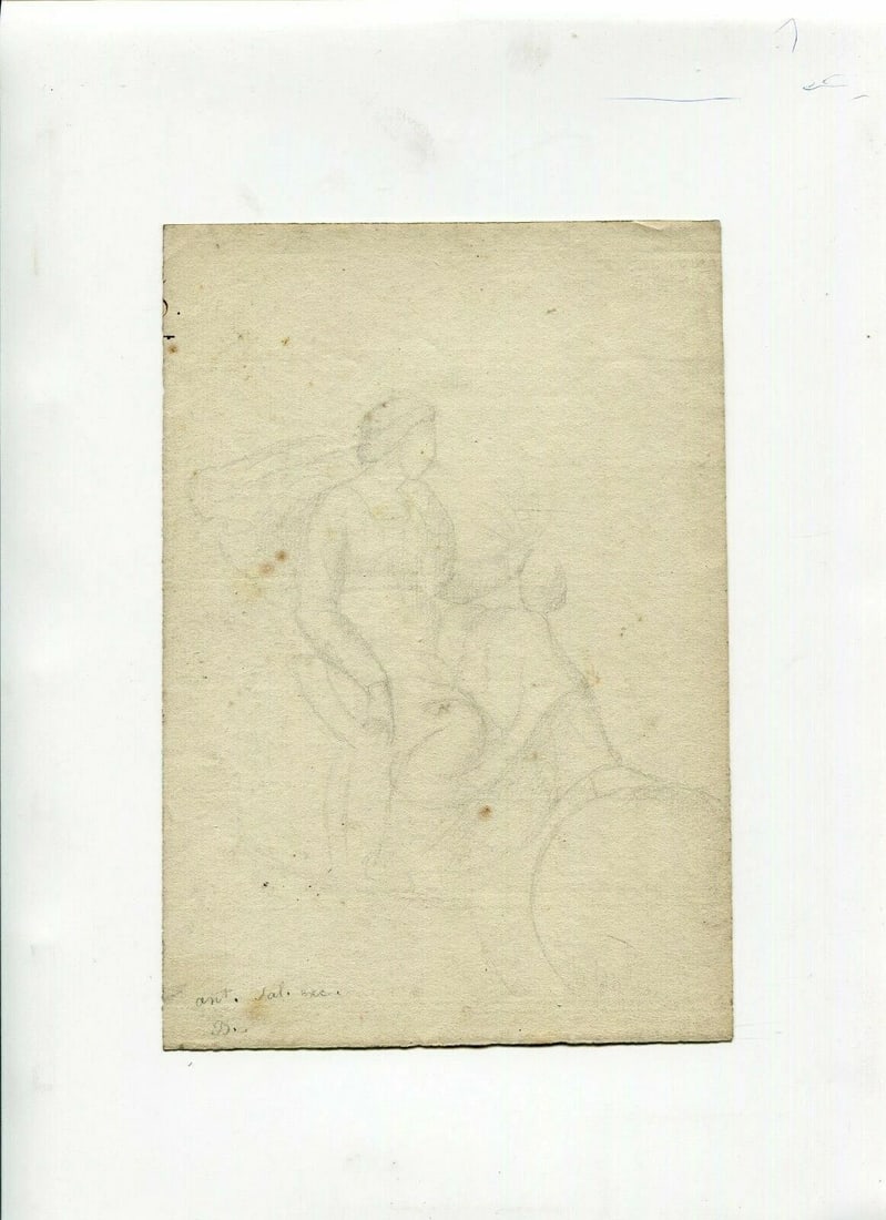 19th century Religion Mythological Women - Antique Pencil Drawing - 2