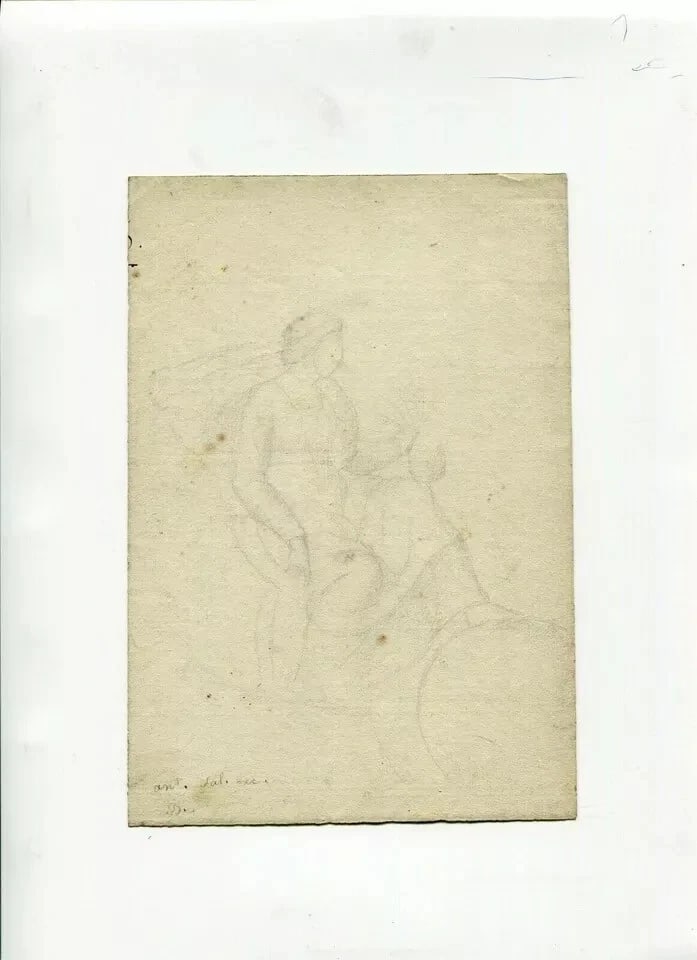 19th century Religion Mythological Women - Antique Pencil Drawing - 5