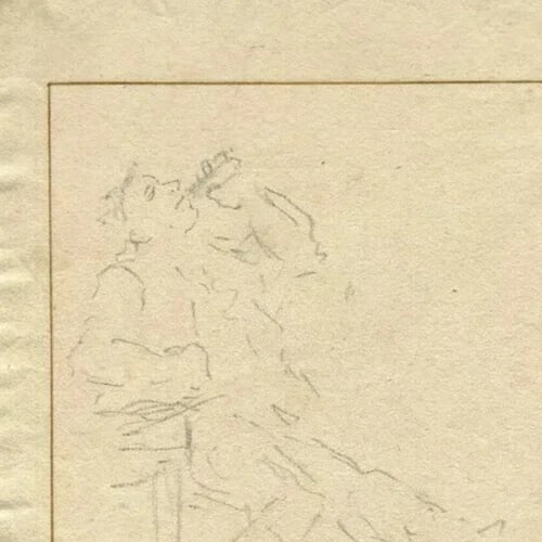 Cornélis TROOST Man Drinking - Drawing Antique Pencil Original attributed - 3