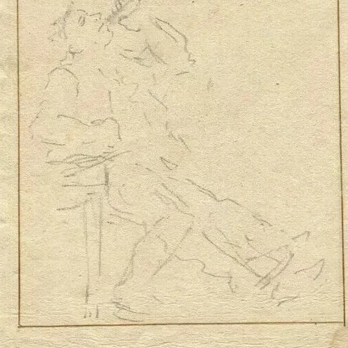 Cornélis TROOST Man Drinking - Drawing Antique Pencil Original attributed - 4