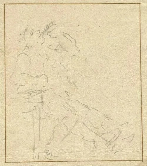 Cornélis TROOST Man Drinking - Drawing Antique Pencil Original attributed - 7