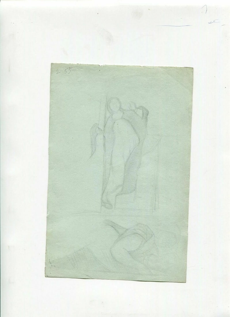 19th century Sainte Religious Woman - Drawing Antique Pencil - 2