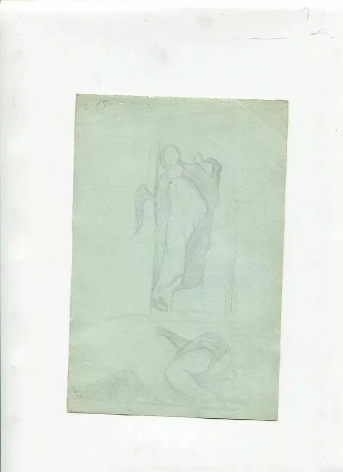 19th century Sainte Religious Woman - Drawing Antique Pencil - 4