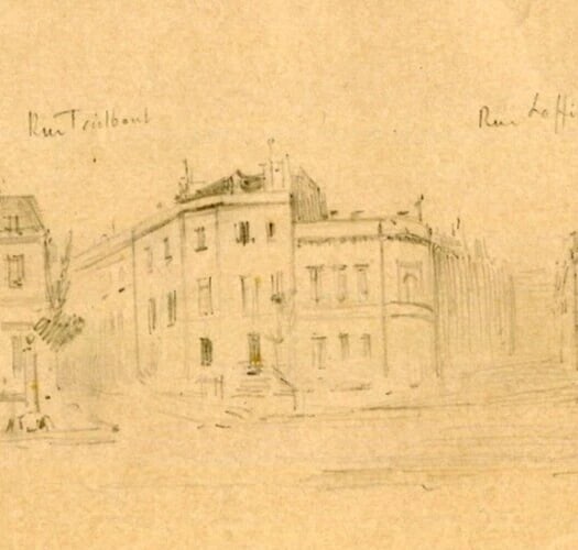 19th century Boulevard des Italiens Paris - Drawing Antique Pencil Original - 3
