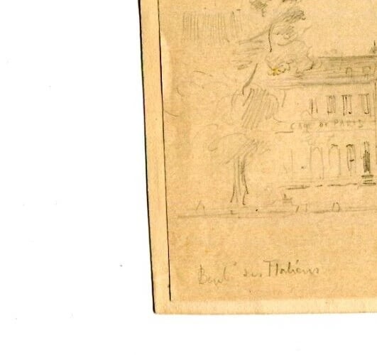 19th century Boulevard des Italiens Paris - Drawing Antique Pencil Original - 7