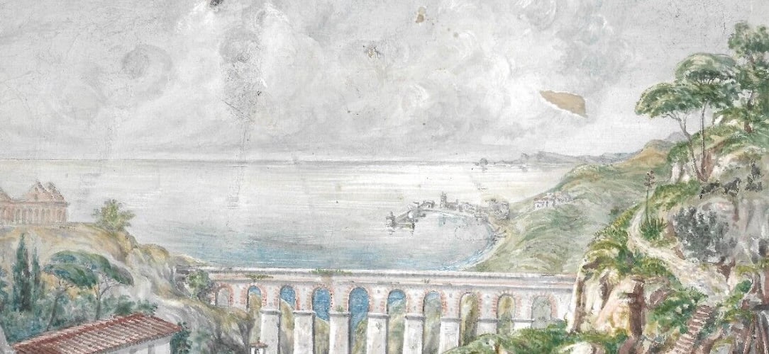 Vintage Drawing Original Cityscape Italian Landscape with Bridge - 6