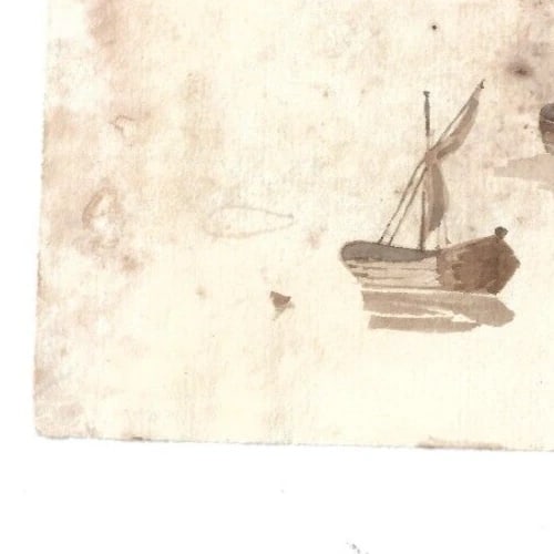 Antique Ink Drawing Original 19th century Boats Sketches - 3