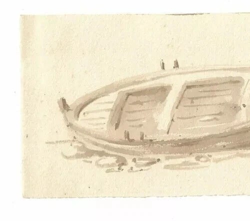 French Ink Drawing Man, Fire, Boat, Maritime, Beach, Seascape - 7