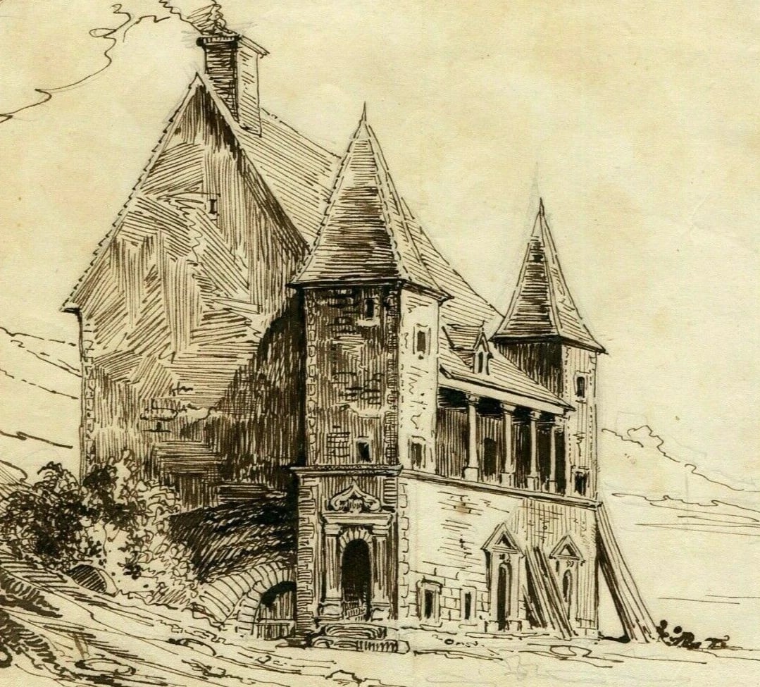 1841 Conches Landscape - Drawing Antique Ink 19th century (1 of 8)
