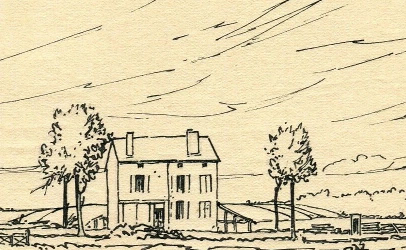 French Champenoux Laneuvelotte Rood - Ink Drawing Signed Antique: Title: French Champenoux Laneuvelotte Rood - Ink Drawing Signed Antique Description: Ink on paper 15 x 10 cm / 5.90 x 3.93 inches folds, stains, laminated on paper Reserve: $30.00 Shipping: