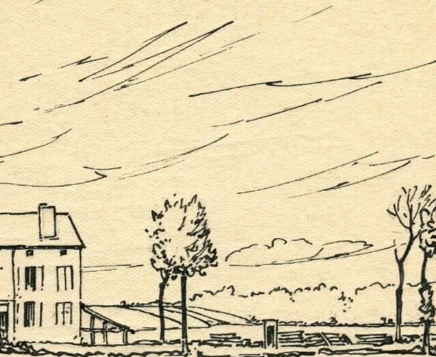French Champenoux Laneuvelotte Rood - Ink Drawing Signed Antique - 3