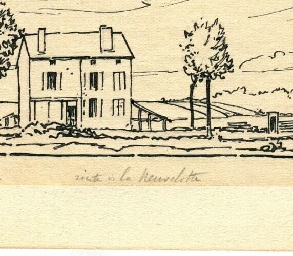 French Champenoux Laneuvelotte Rood - Ink Drawing Signed Antique - 5