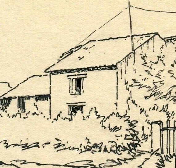 1917 Dated French Ink Drawing Village in Ruines, Lorraine Signed Antique - 3