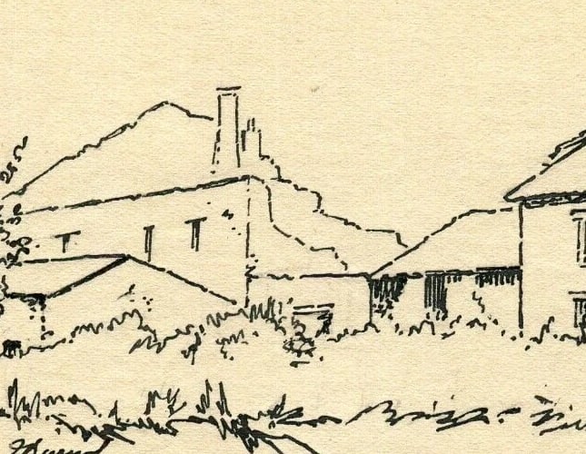 1917 Dated French Ink Drawing Village in Ruines, Lorraine Signed Antique - 4