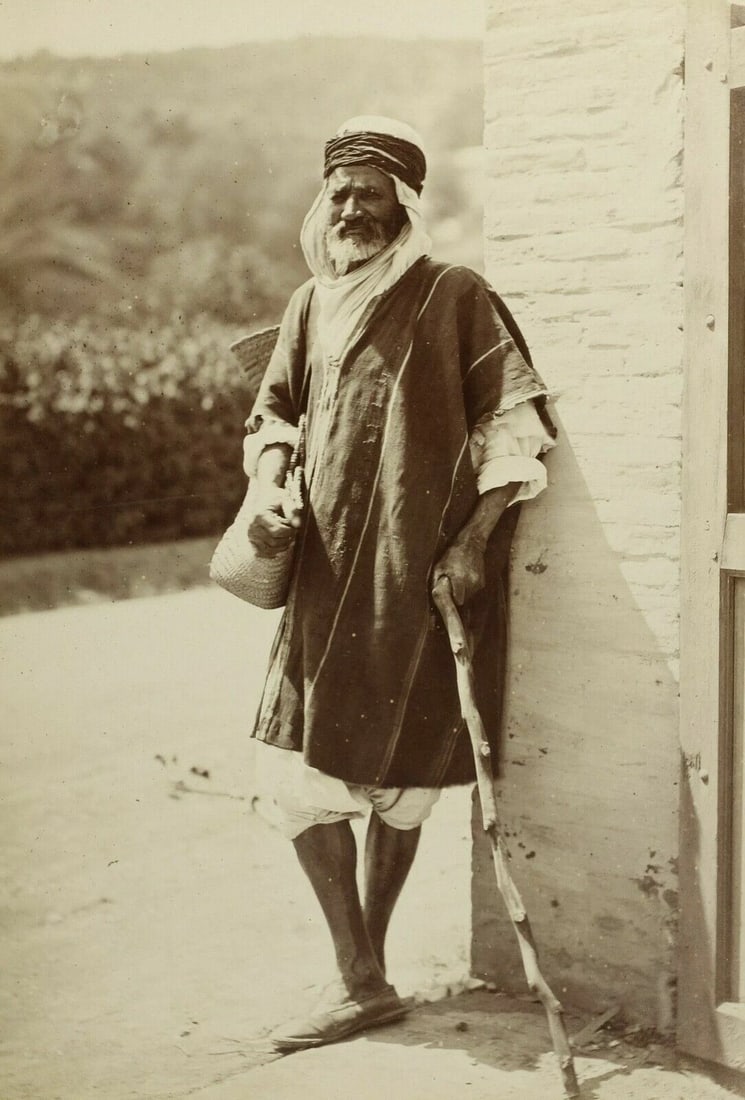 Old Man with a Cane Albumen, Algeria c 1870 - Vintage Photographs (1 of 8)