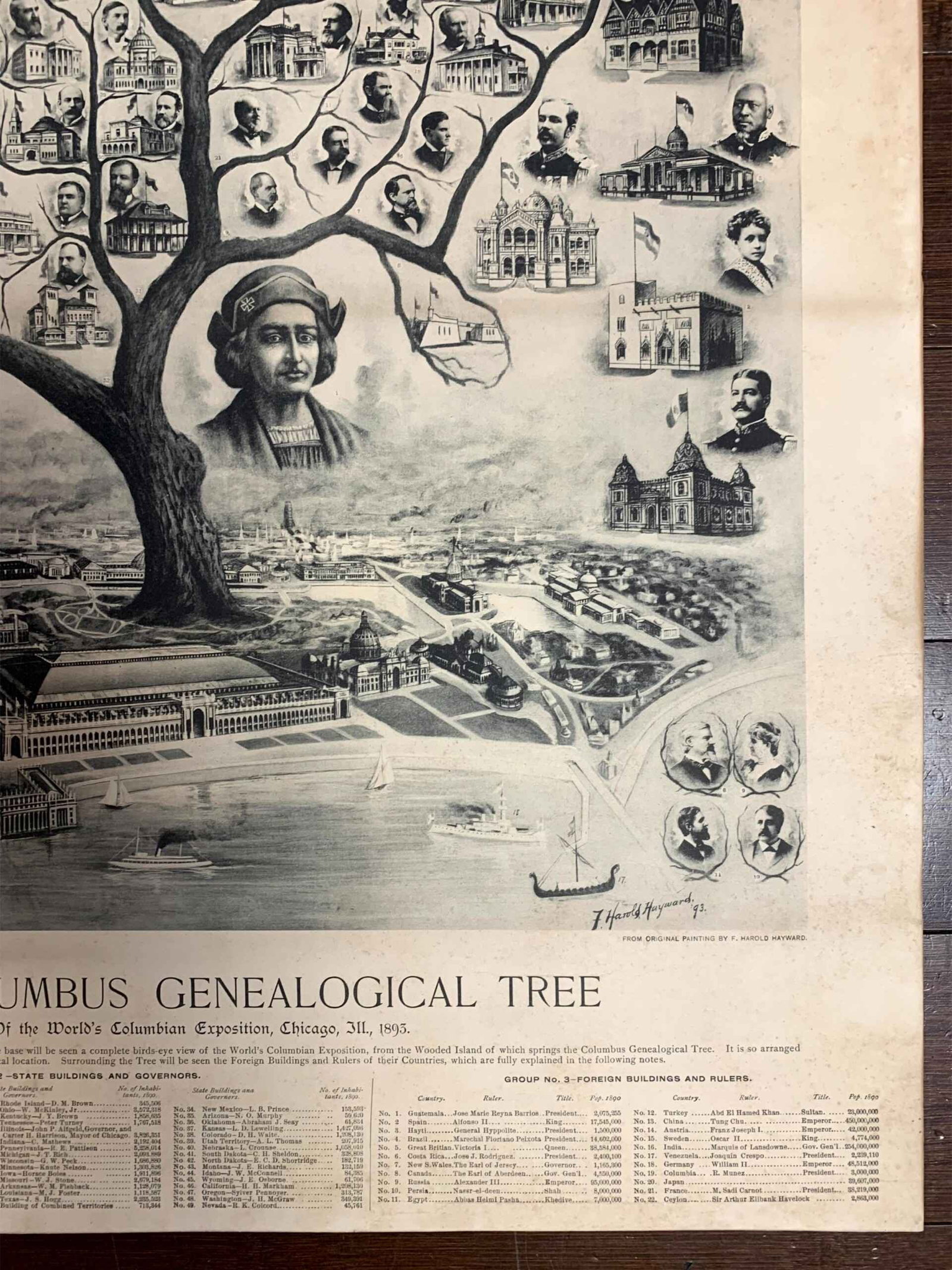 Chicago World's Fair - Columbus Genealogical Tree (1893) 19x26 US Poster - 3