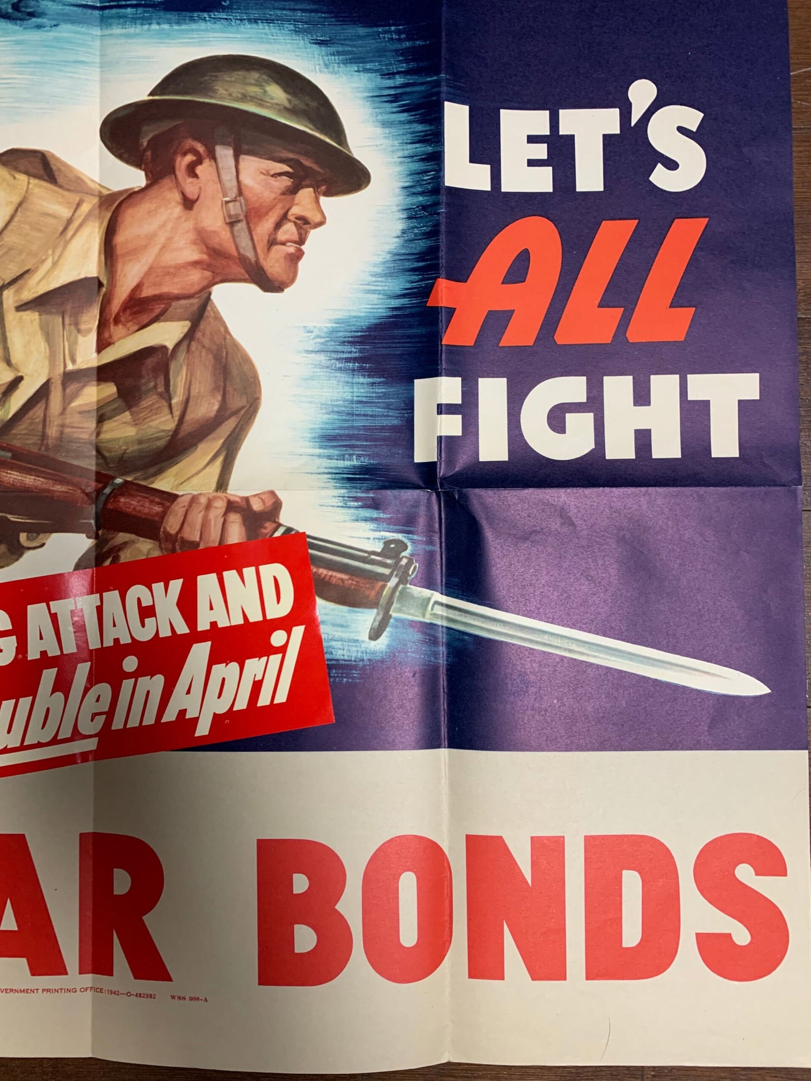 Let's All Fight - US War Bond Poster (1942) 22x28US WWII Advertising Poster - 5
