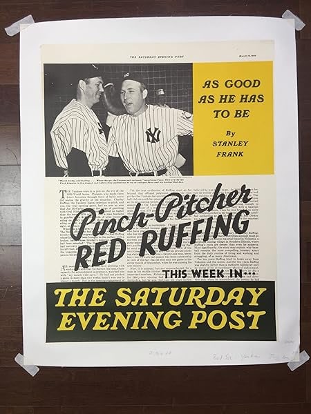 Red Sox Vs Yankees (1940) Saturday Evening Post Advertising Poster LB - 2