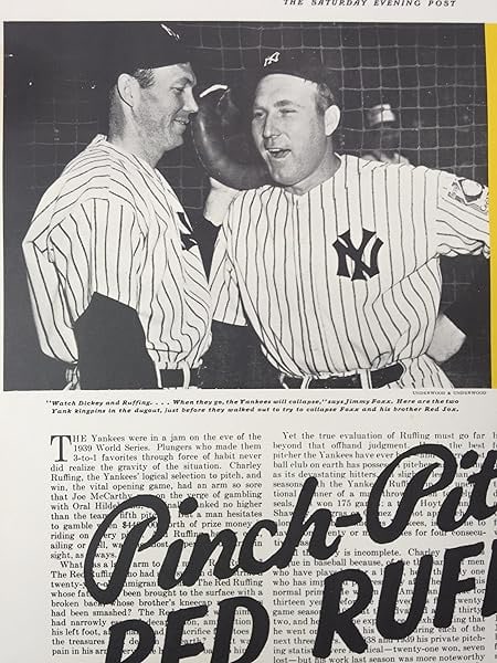 Red Sox Vs Yankees (1940) Saturday Evening Post Advertising Poster LB - 4