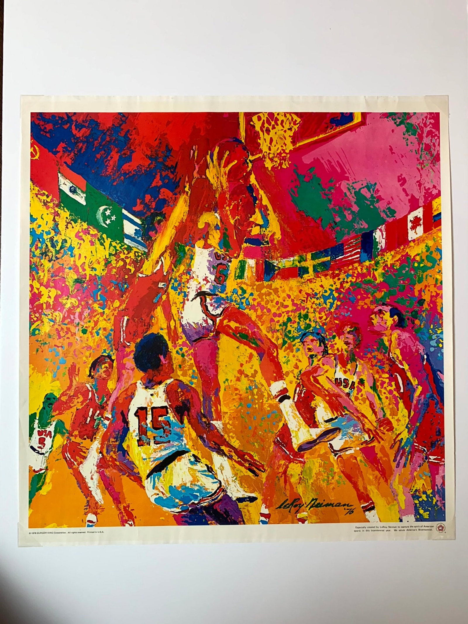 The 1976 Olympics Montreal - Art By Leroy Neiman 22x22.75 US Basketball Poster: Title: The 1976 Olympics Montreal - Art By Leroy Neiman 22x22.75 US Basketball Poster Description: The 1976 Olympics Montreal - Art By Leroy Neiman 22x22.75 US Basketball Poster Please refer to the at