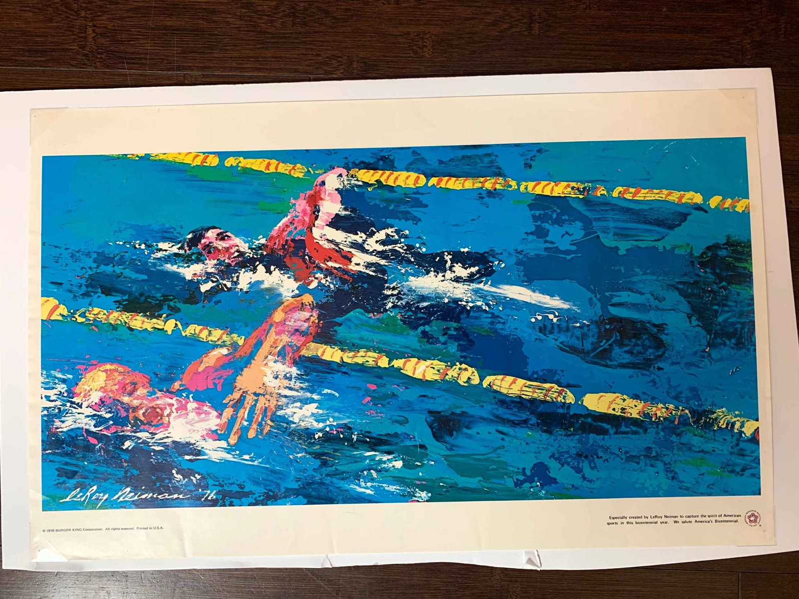 The 1976 Olympics Montreal - Art By Leroy Neiman 14x22.75 US Swimming Poster (1 of 4)