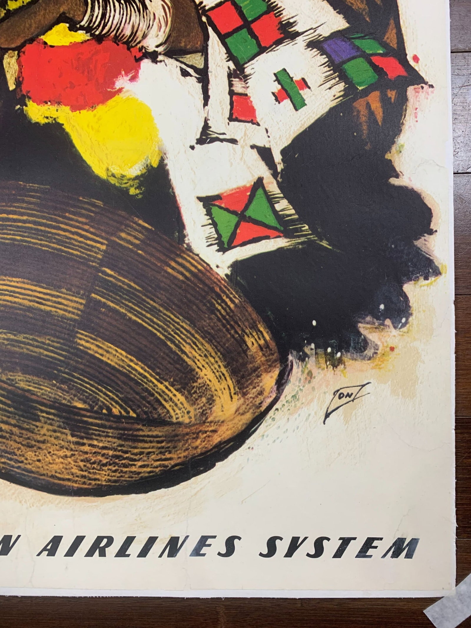 South Africa SAS Airlines - Art by Otto Nielsen (1954) 24.75 x 39.25 Swiss Travel Poster LB - 4