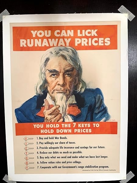 You Can't Lick Runaway Prices - Art by James Flagg (1945) 18 x 24.5 WW2 US War Bond Poster LB - 3