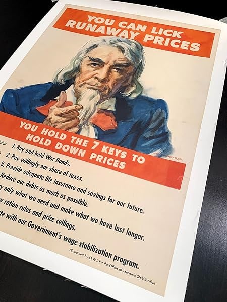 You Can't Lick Runaway Prices - Art by James Flagg (1945) 18 x 24.5 WW2 US War Bond Poster LB - 5