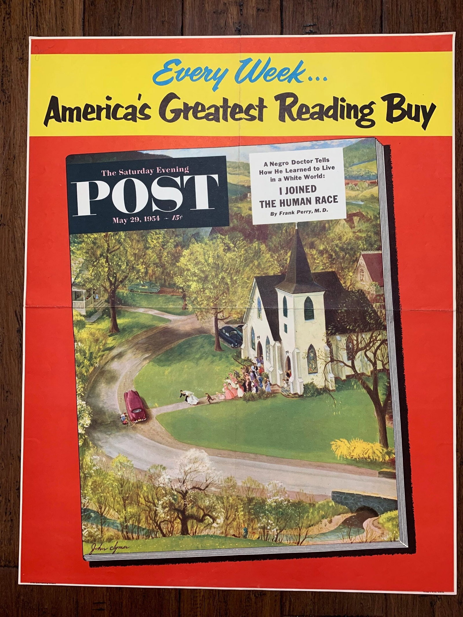 22x28 1954 Newstand Poster Saturday Evening Post - Art By John Clymer rural Wedding (1 of 4)