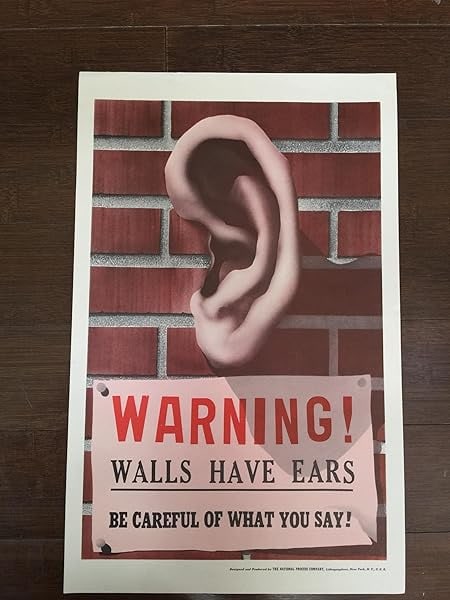 Warning! Walls Have Ears - National Process Company, Inc. (1945) 12x19 US WWII Poster (1 of 1)