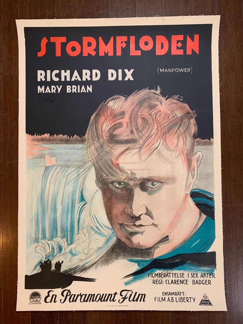 Man Power - Richard Dix (1927) 28x39.75 Swedish Movie Poster LB (1 of 5)