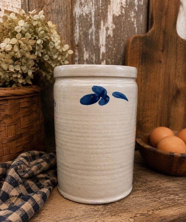 2 Gal Stoneware Crock Cobalt Decorated (1 of 7)
